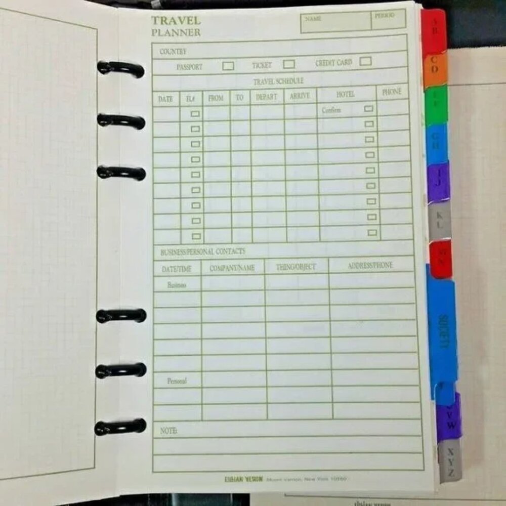 Lillian Vernon Maroon Agenda Planner Address Book Genuine Leather Binder Office - Picture 8 of 16